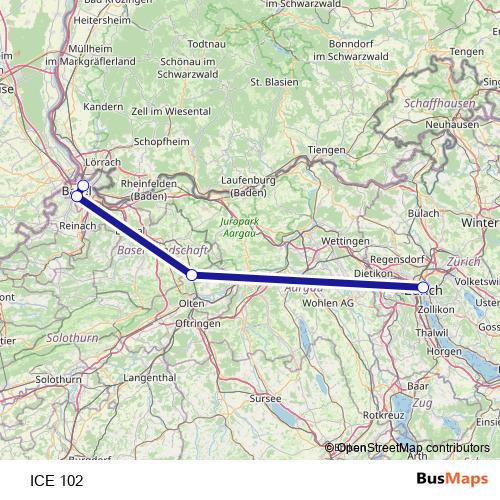 ICE 102 rail Line Map