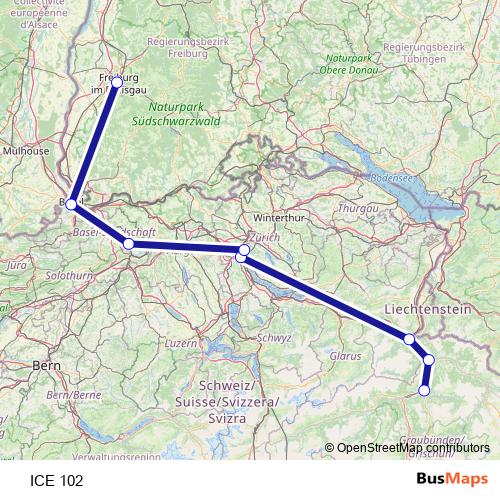 ICE 102 rail Line Map