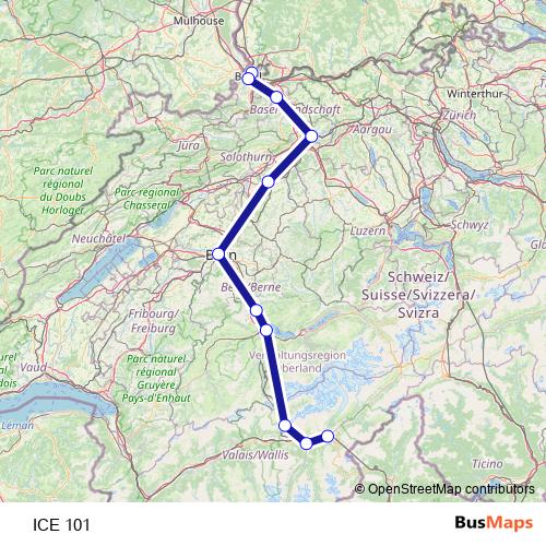ICE 101 rail Line Map