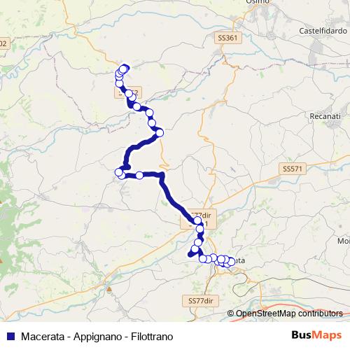 Macerata - Appignano - Filottrano bus Line Map