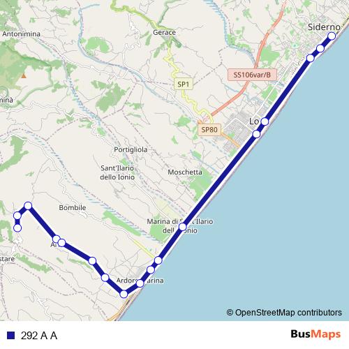292 A A bus Line Map