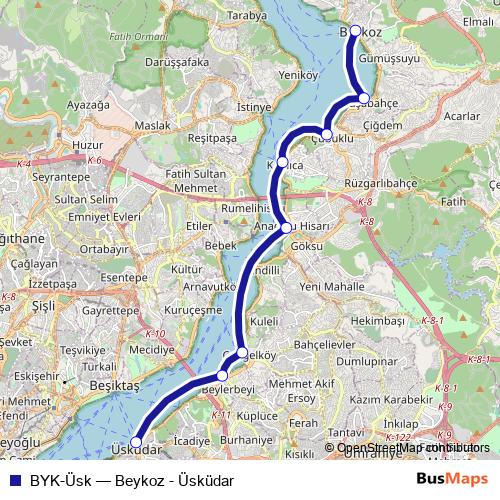 BYK-Üsk ferry Line Map