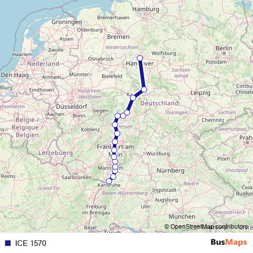 ICE 1570 rail Line Map
