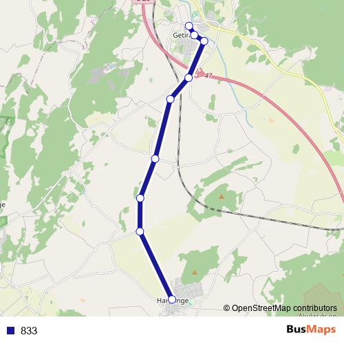 833 bus Line Map