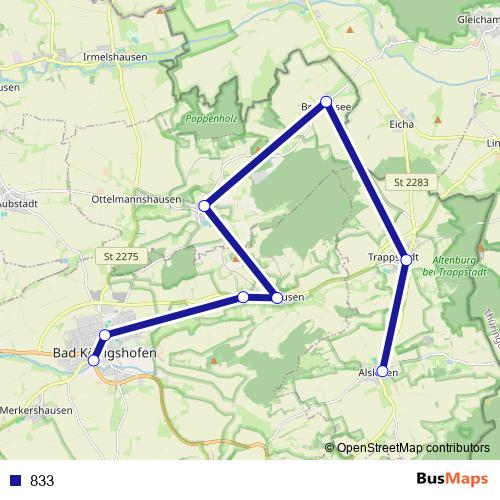 833 bus Line Map