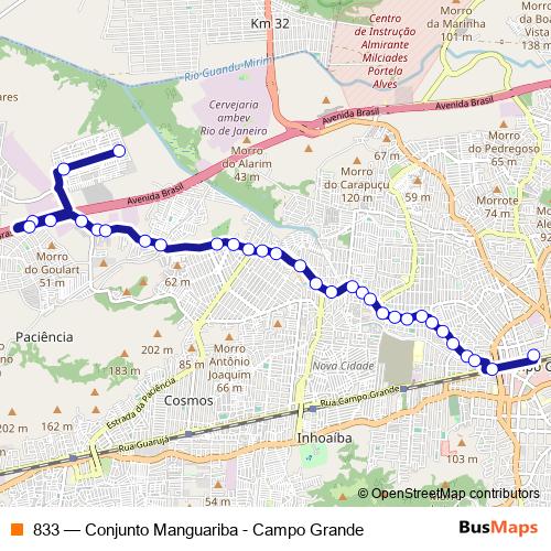 833 bus Line Map