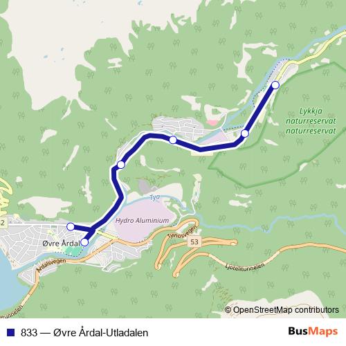833 bus Line Map