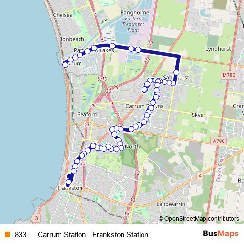 833 bus Line Map