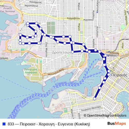 833 bus Line Map