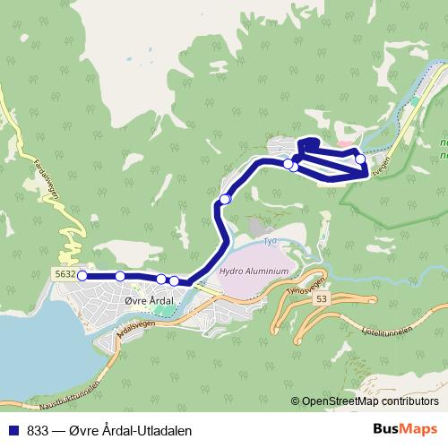 833 bus Line Map