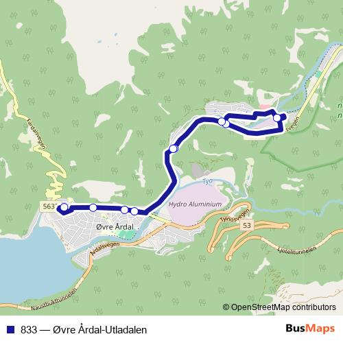 833 bus Line Map