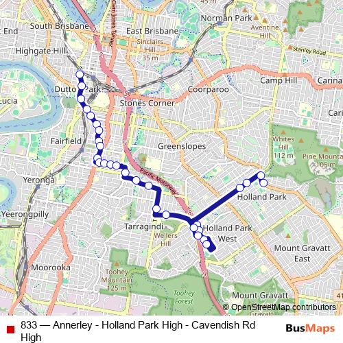 833 bus Line Map