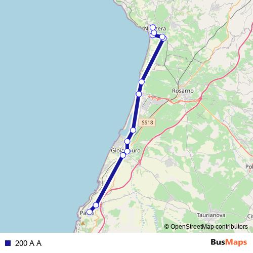 200 A A bus Line Map