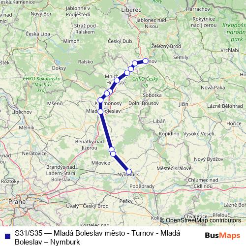 S31/S35 rail Line Map