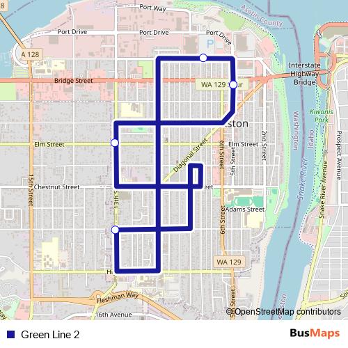 Green Line 2 bus Line Map
