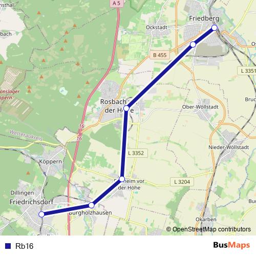 Rb16 bus Line Map