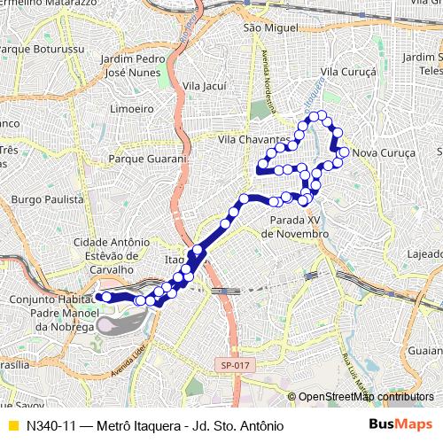 N340-11 bus Line Map