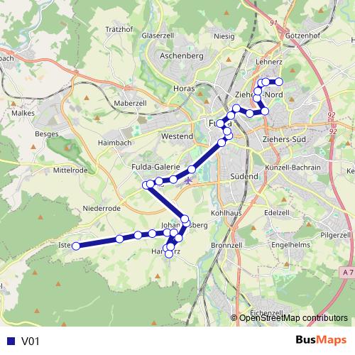 V01 bus Line Map