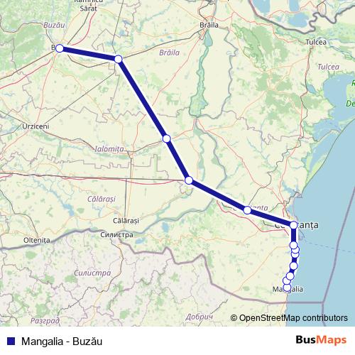 Mangalia - Buzău rail Line Map