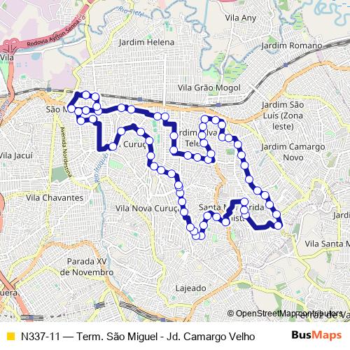 N337-11 bus Line Map