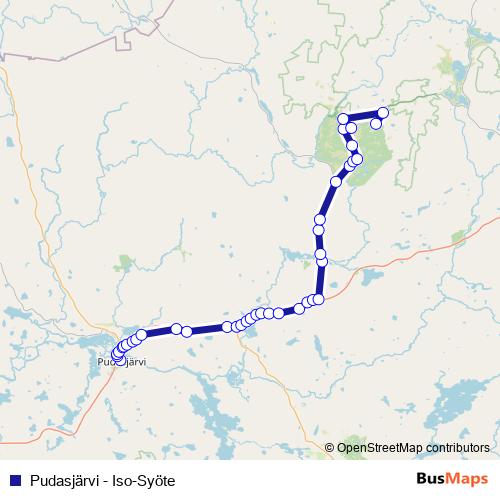 Pudasjärvi - Iso-Syöte bus Line Map