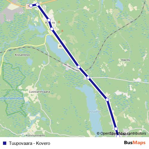 Tuupovaara - Kovero bus Line Map