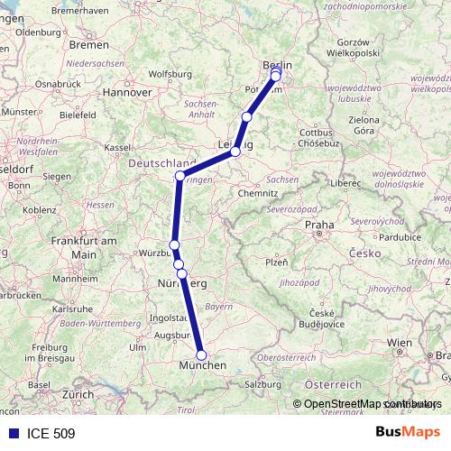 ICE 509 rail Line Map