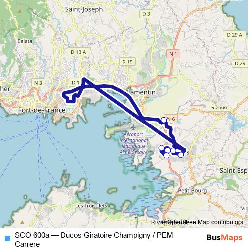 SCO 600a bus Line Map