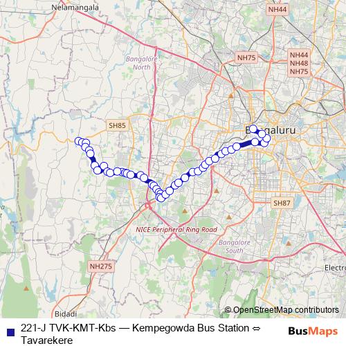 221-J TVK-KMT-Kbs bus Line Map