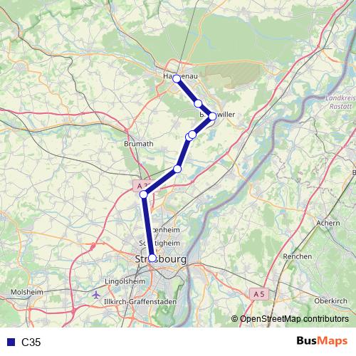 C35 bus Line Map