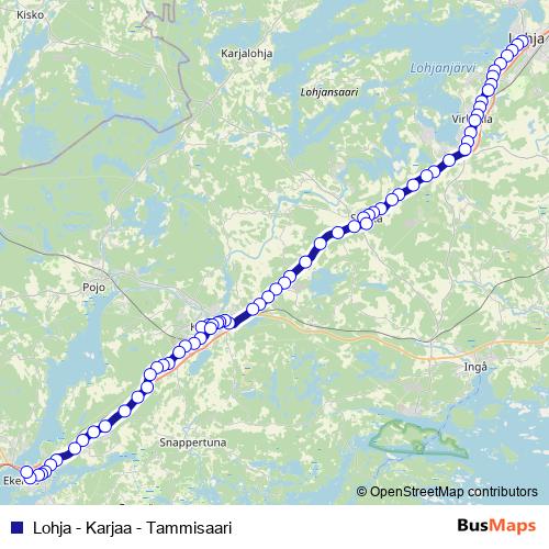 Lohja - Karjaa - Tammisaari bus Line Map