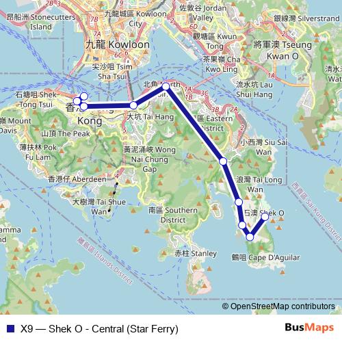 X9 bus Line Map