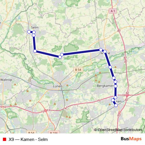X9 bus Line Map