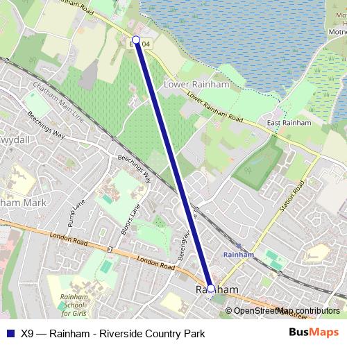 X9 bus Line Map