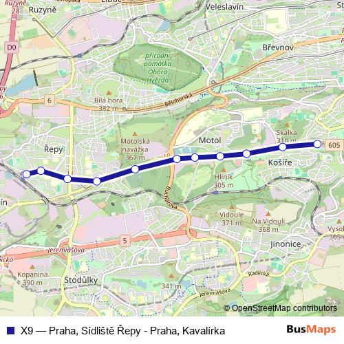 X9 bus Line Map