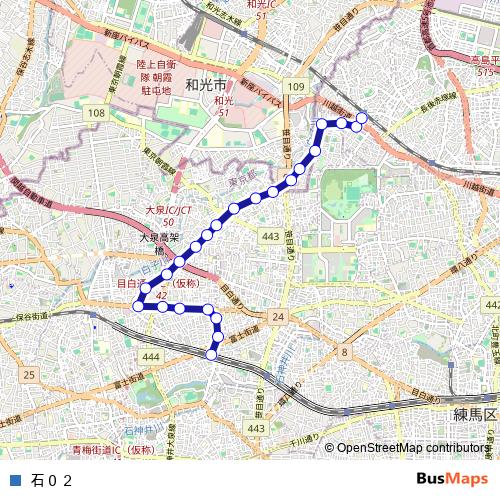 石０２ bus Line Map