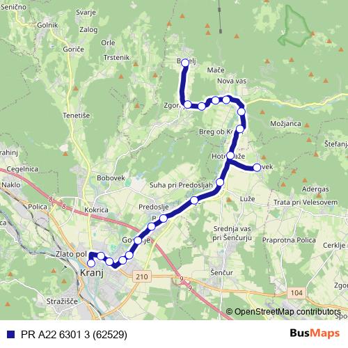 PR A22 6301 3 (62529) bus Line Map