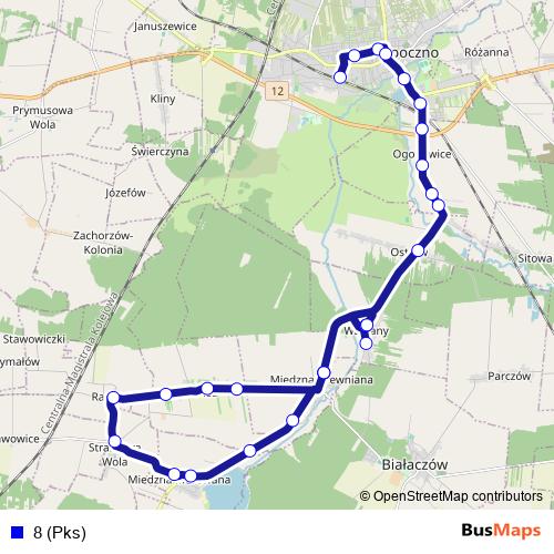 8 (Pks) bus Line Map