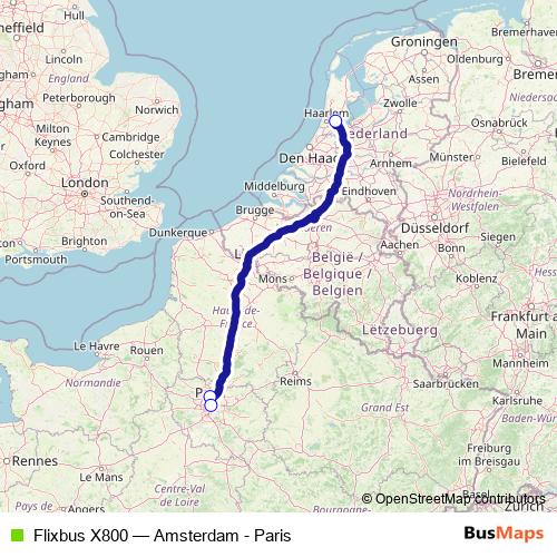 Flixbus X800 bus Line Map