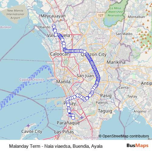 Malanday Term - Naia viaedsa, Buendia, Ayala bus Line Map
