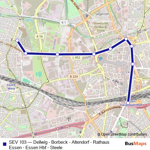 SEV 103 bus Line Map