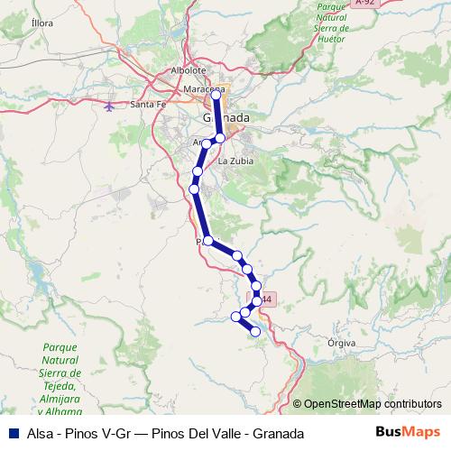 Alsa - Pinos V-Gr bus Line Map
