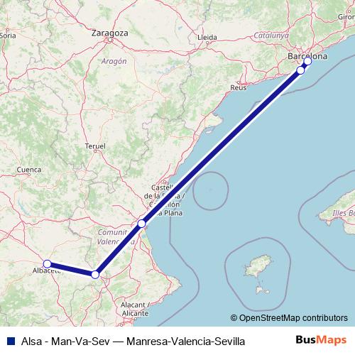 Alsa - Man-Va-Sev bus Line Map