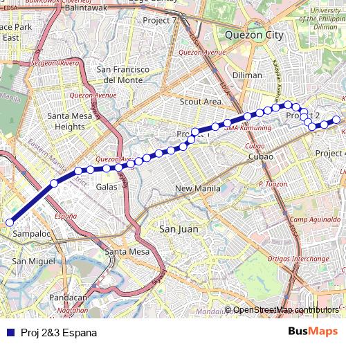 Proj 2&3 Espana bus Line Map