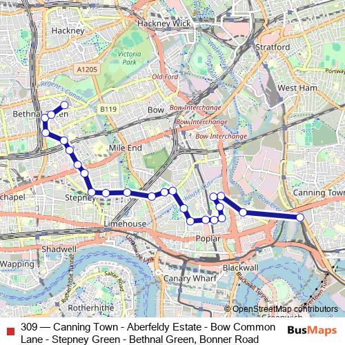 309 bus Line Map