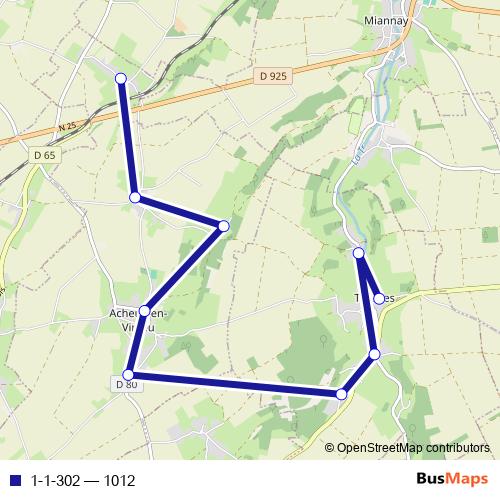 1-1-302 bus Line Map