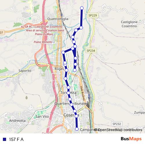 157 F A bus Line Map