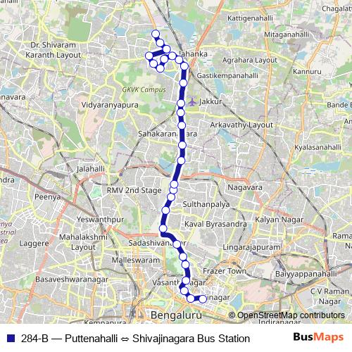 284-B bus Line Map