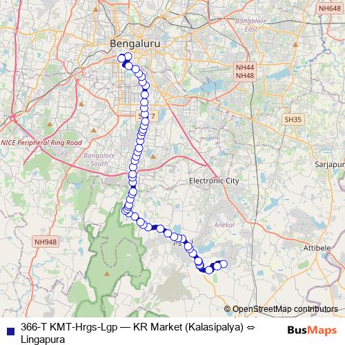 366-T KMT-Hrgs-Lgp bus Line Map