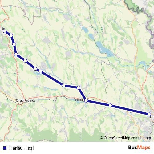 Hârlău - Iaşi rail Line Map
